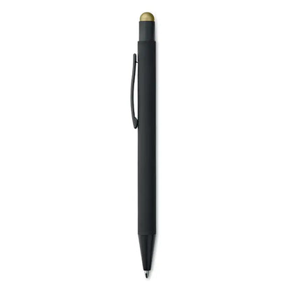 Stilou din aluminiu negru cu varf auriu si finisaj mat, instrument modern pentru scris precis