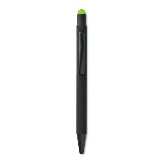 Stilou din aluminiu negru cu varf verde vibrant si finisaj mat pentru scris precis si elegant