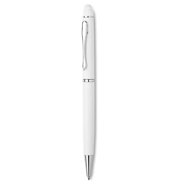 Stilou alb cu accente argintii si design modern in cutie de hartie pentru scris precis si elegant