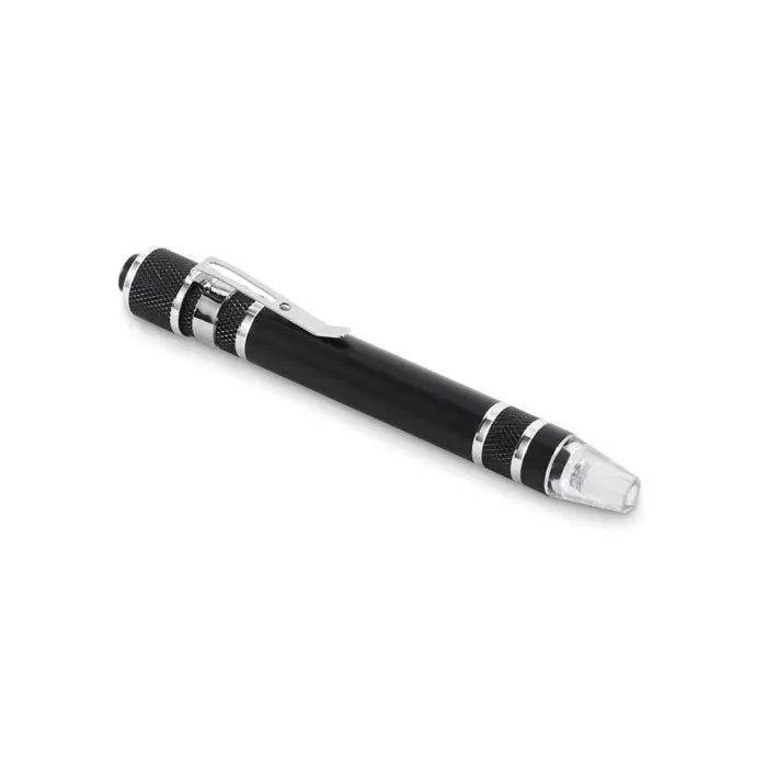 Stilou multifunctional reciclat negru cu accente argintii, grip texturat si varf transparent pentru scris precis