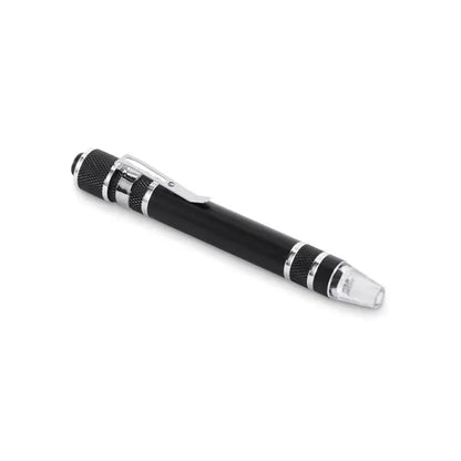Stilou multifunctional reciclat negru cu accente argintii, grip texturat si varf transparent pentru scris precis