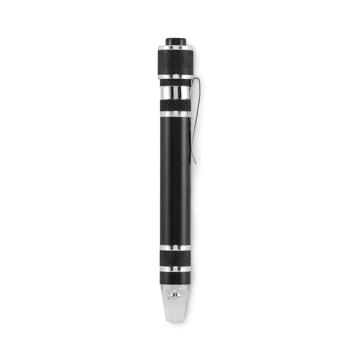 Stilou multifunctional reciclat negru si argintiu cu grip texturat si accente metalice pentru uz cotidian