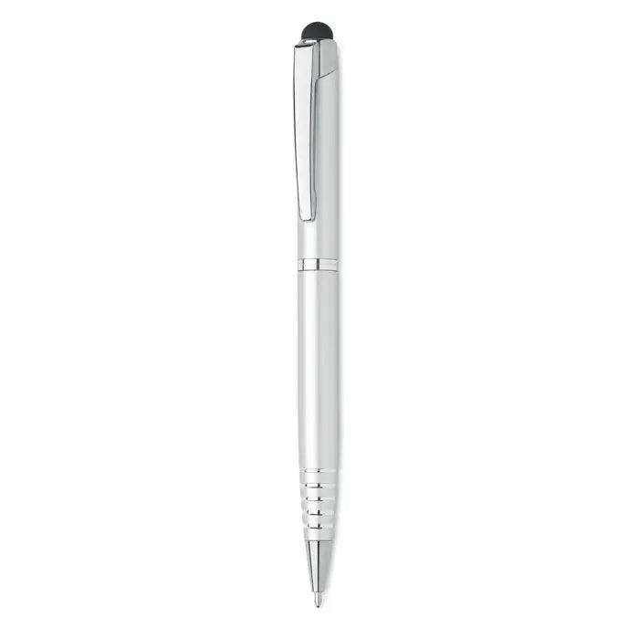 Stilou stilou stilou penita metalica argintie cu design modern si grip texturat pentru scris precis