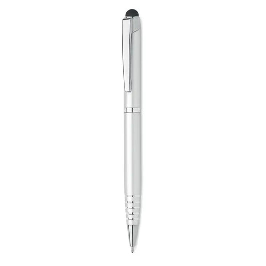 Stilou stilou stilou penita metalica argintie cu design modern si grip texturat pentru scris precis