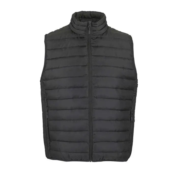 Vestă matlasată neagră STREAM MEN Bodywarmer cu guler înalt și fermoar frontal pentru bărbați