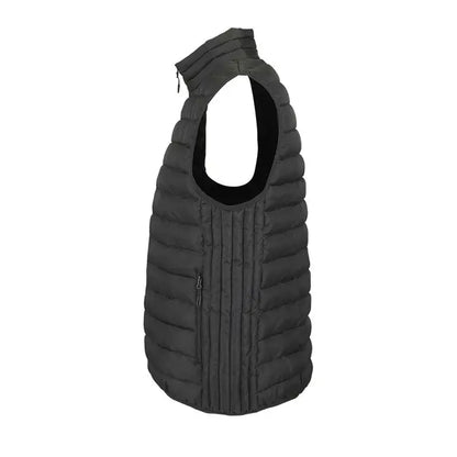 Vestă bodywarmer neagră matlasată stream men cu fermoar frontal și guler înalt pentru bărbați
