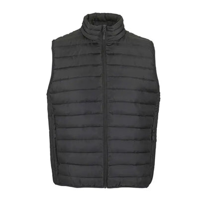 Vesta neagră matlasată STREAM MEN bodywarmer cu guler înalt și fermoar frontal pentru bărbați