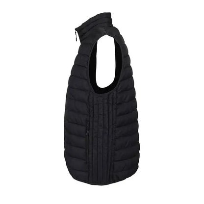 Vesta matlasata neagra stream men bodywarmer cu guler inalt si fermoar frontal pentru barbati