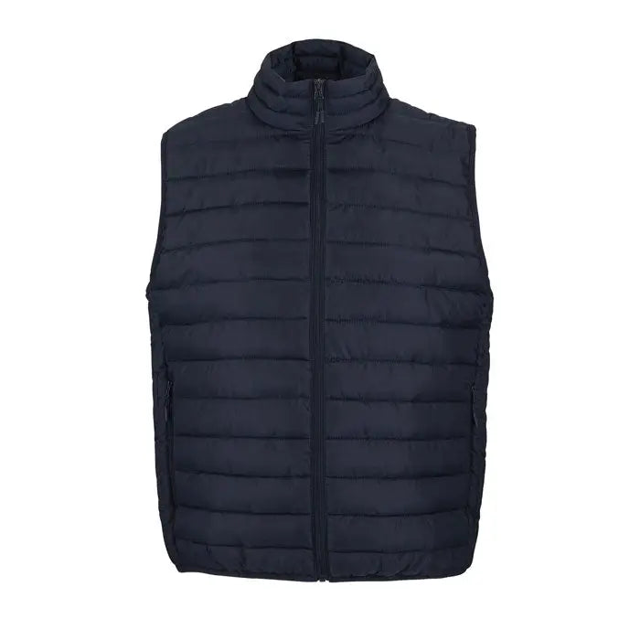 Vesta bodywarmer stream men bleumarin matlasata cu fermoar frontal si guler inalt din material rezistent