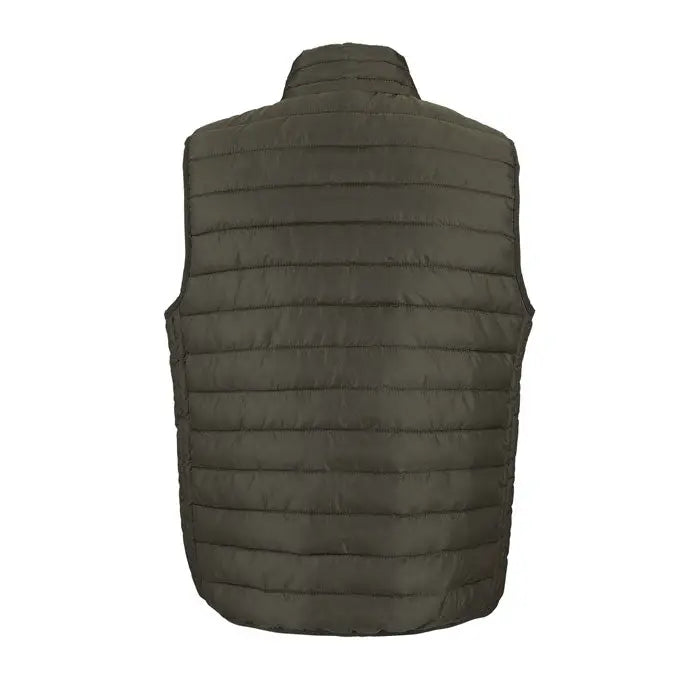 Vestă matlasată puf închis olive cu guler înalt și cusături orizontale din colecția stream men bodywarmer