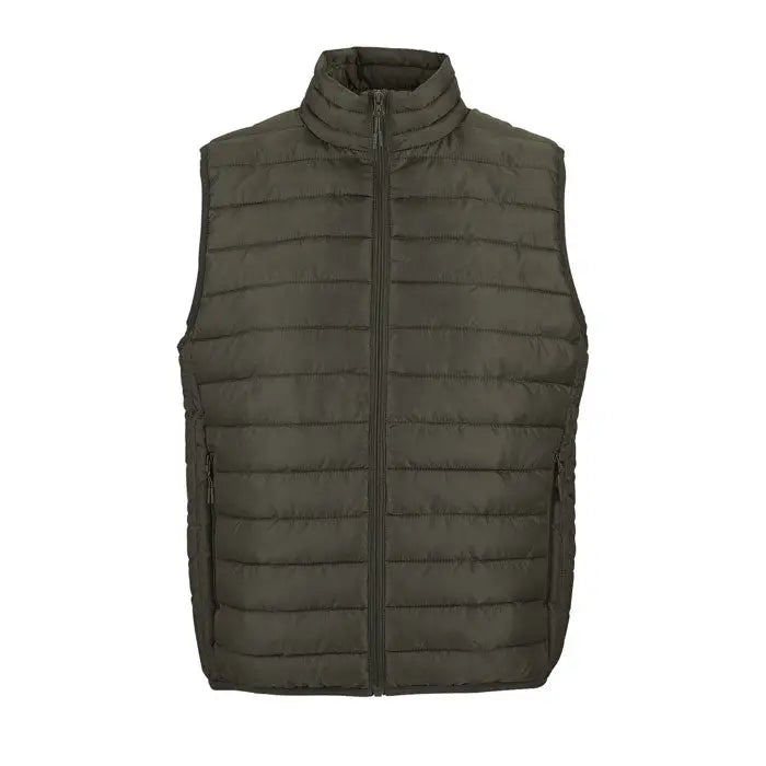 Bodywarmer pentru bărbați stream men în culoare verde măsliniu închis, vatelină matlasată cu guler înalt și fermoar frontal