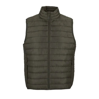 Vesta slim matlasata olive inchis cu guler inalt si fermoar frontal model stream men bodywarmer