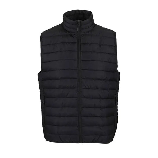 Vesta matlasata neagra cu fermoar si guler inalt stream men bodywarmer din material termoizolant