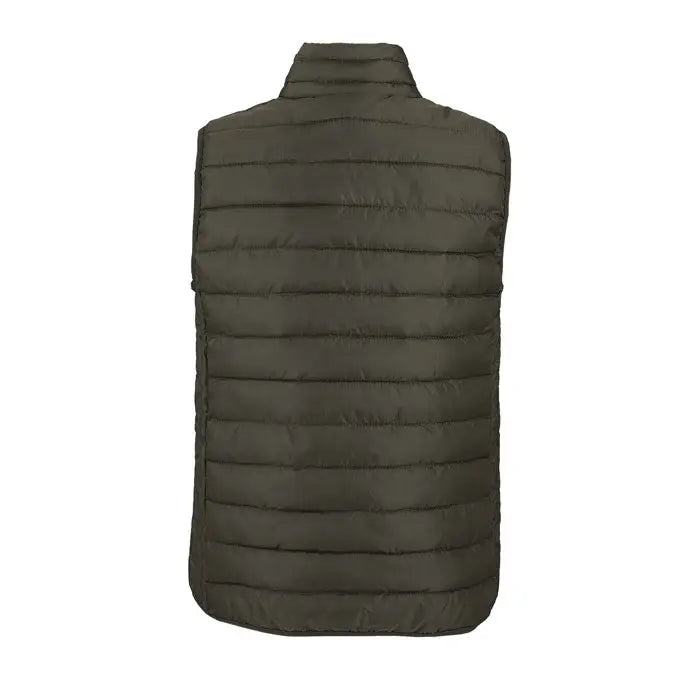 Vestă body incalzit dark olive cu vatelină matlasată, guler înalt și cusături orizontale pentru femei stream