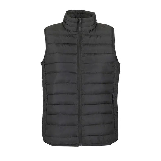 Vesta neagra matlasata puffer cu guler inalt si fermoar frontal pentru femei stream body incalzit