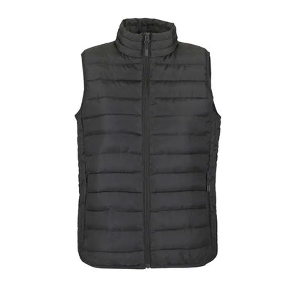 Vesta neagra matlasata cu fermoar frontal si guler inalt pentru femei din colectia stream women body incalzit