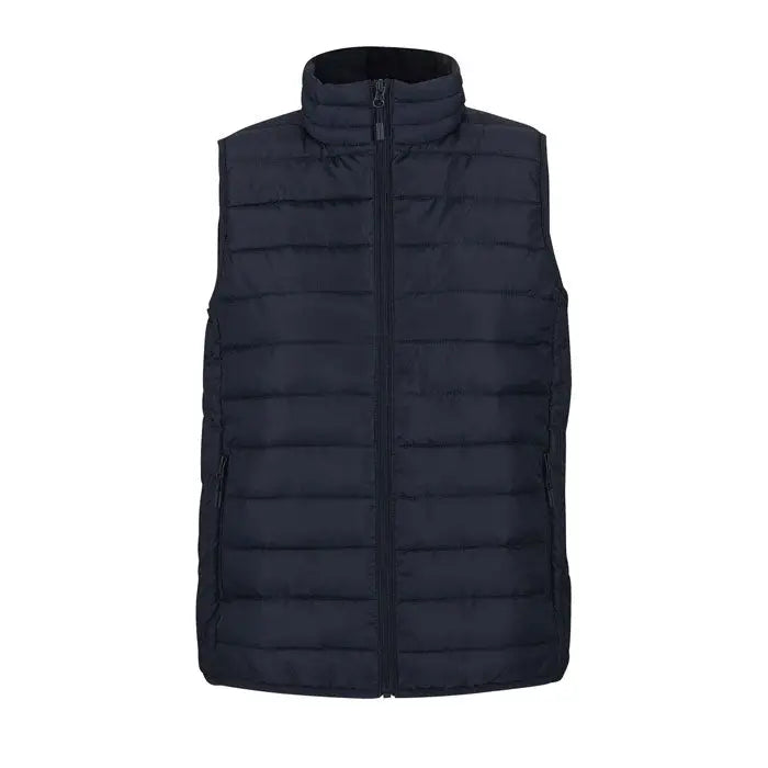 Vestă matlasată puffer albastru închis cu guler înalt și fermoar frontal din colecția stream women body incalzit