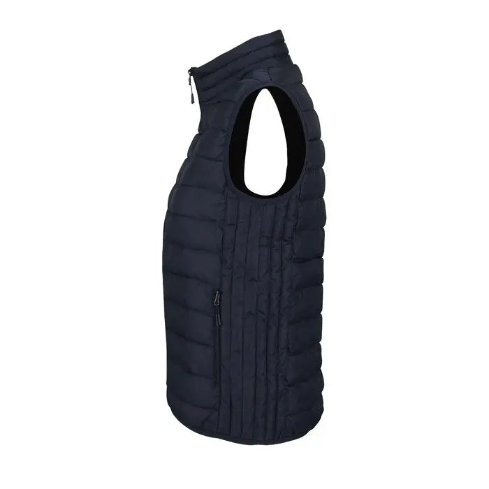 Vesta matlasata albastru inchis de dama cu guler inalt si fermoar frontal din colectia stream women body incalzit