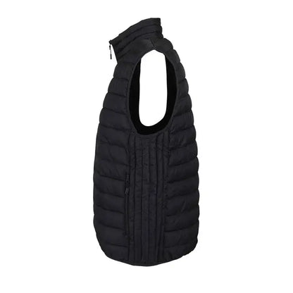 Vestă neagră matlasată tip puffer pentru femei cu guler înalt și fermoar frontal în colecția STREAM WOMEN Body incalzit
