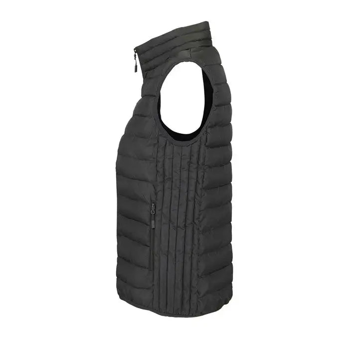 Vesta neagra matlasata tip puf cu guler inalt si buzunare laterale cu fermoar pentru femei stream body incalzit