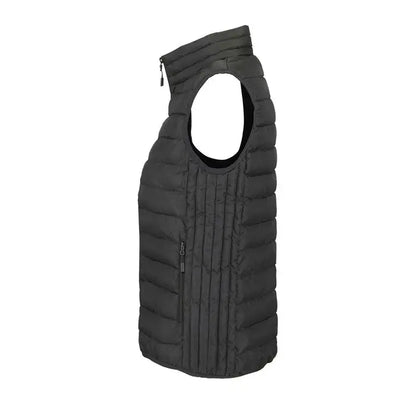 Vesta matlasata neagra cu guler inalt si buzunare laterale cu fermoar in colectia stream women body incalzit