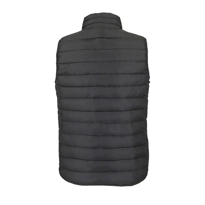 Vestă neagră quiltată puffer cu guler înalt și cusături orizontale pentru femei stream body încălzită