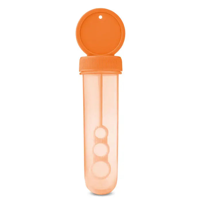 Suflanta cu bule orange din plastic cu capac asortat si trei bule circulare pentru suflat
