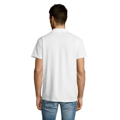 Tricou polo alb de bărbați summer ii cu mâneci scurte guler clasic și design minimalist 170g
