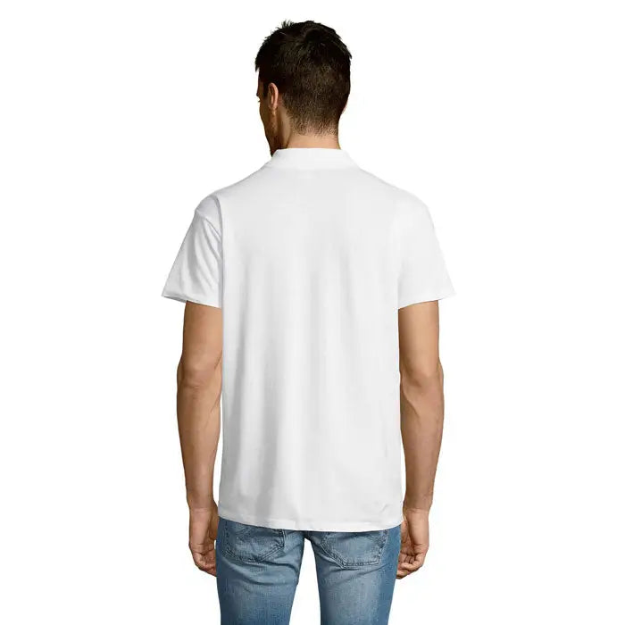 Tricou polo alb cu maneci scurte si guler clasic pentru barbati din bumbac 170g model summer ii men