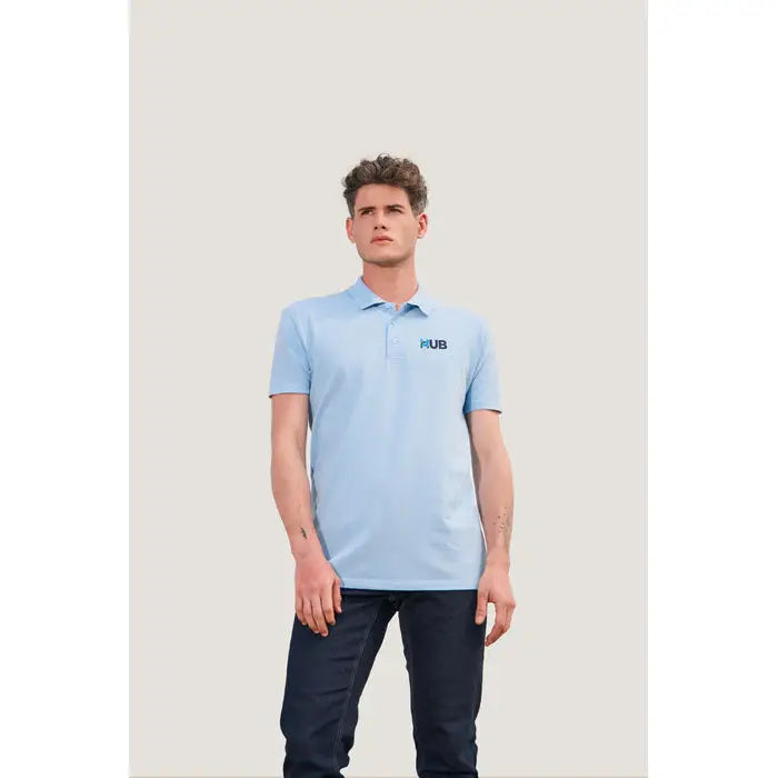 Tricou polo albastru deschis summer II men 170g cu logo subtil hub brodat pe piept