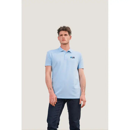 Tricou polo albastru deschis summer II men 170g cu logo subtil hub brodat pe piept