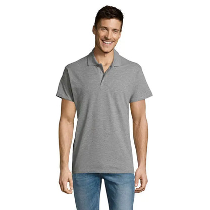 Tricou polo bărbați summer ii men gri heathered cu guler clasic și mâneci scurte 170g