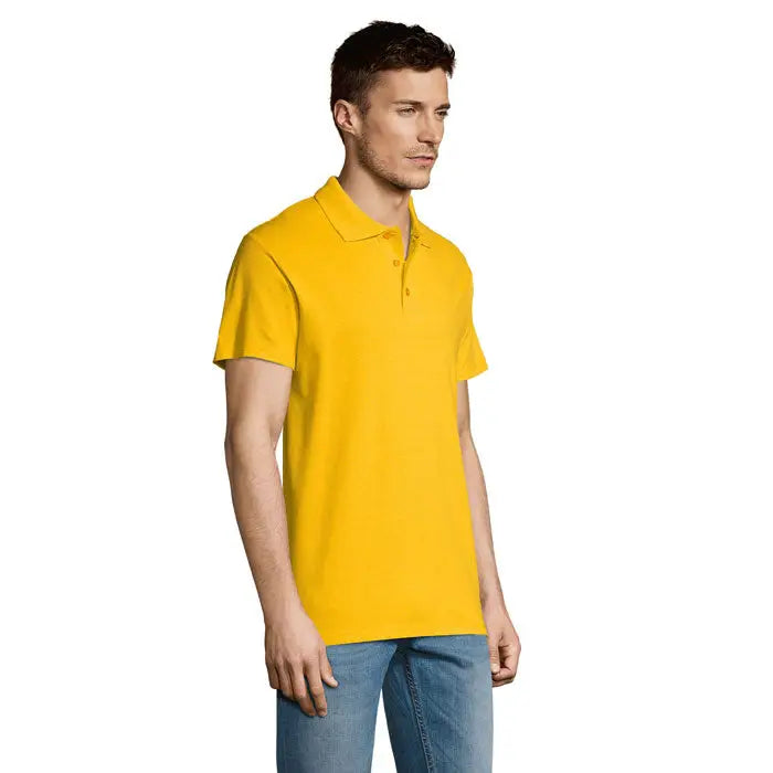 Tricou polo bărbați summer II men galben aprins cu mâneci scurte, guler clasic și material 170g