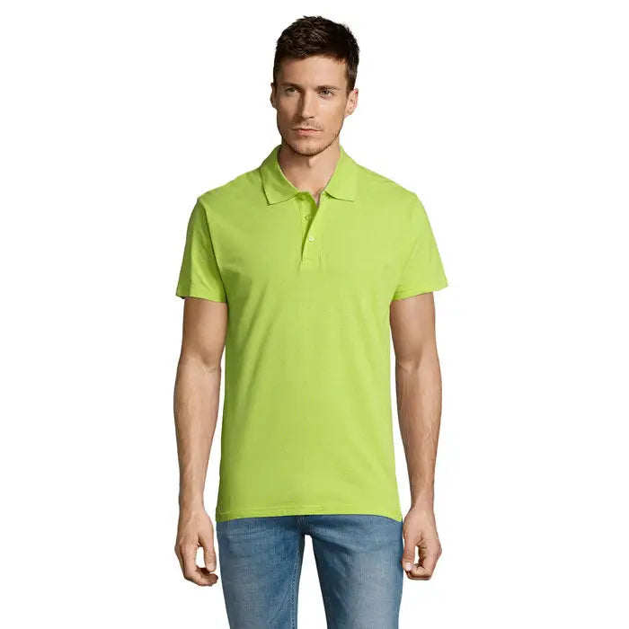 Tricou polo pentru bărbați summer ii men 170g verde lime deschis cu mâneci scurte și guler clasic cu nasturi