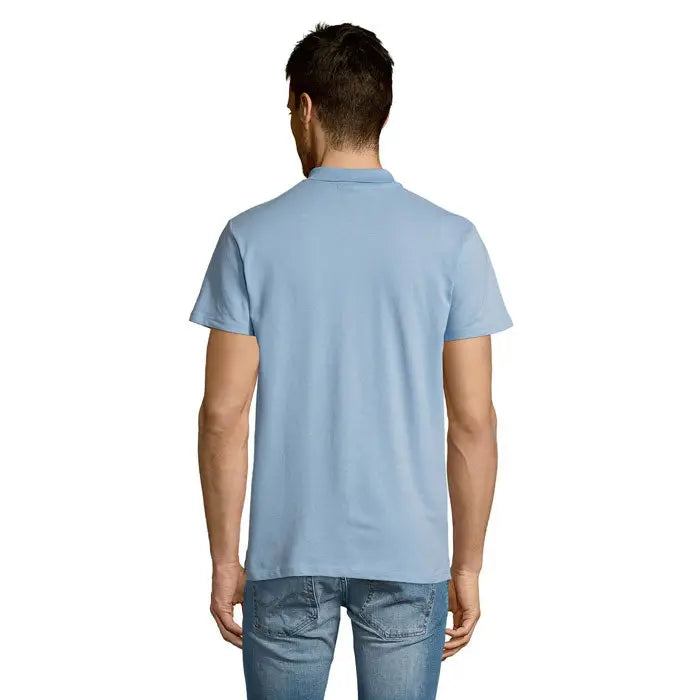 Tricou polo bărbați summer ii men bleu deschis cu mânecă scurtă colar clasic și cusături precise 170g