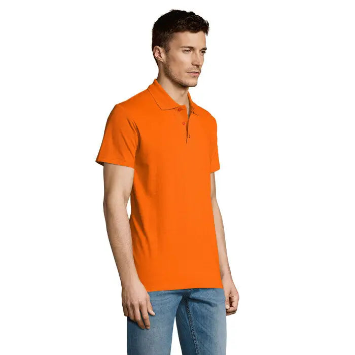 Tricou polo bărbați summer ii men portocaliu aprins cu mâneci scurte din material de 170g