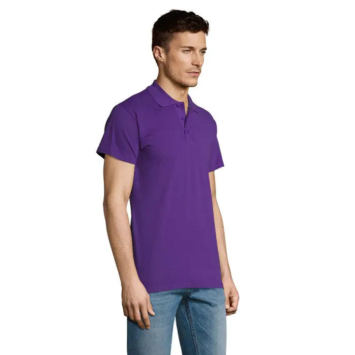 Tricou polo bărbați summer ii mov cu mânecă scurtă colar clasic și nasturi din material de 170g
