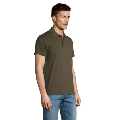 Tricou polo bărbătesc summer ii men 170g oliv cu mâneci scurte guler clasic și nasturi