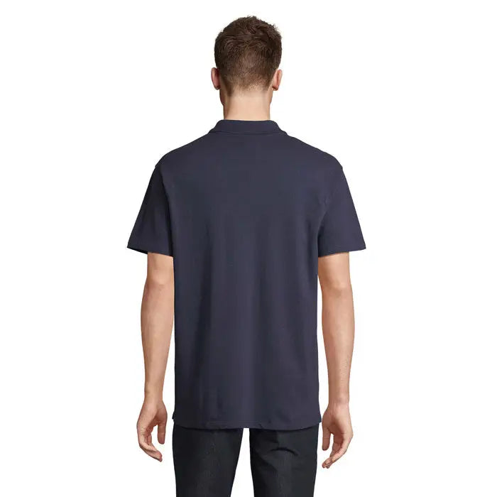 Polo albastru închis cu mâneci scurte și textură fină, model summer ii men polo 170g pentru bărbați