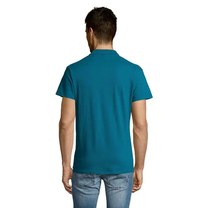 Polo pentru bărbați summer ii men în culoare teal cu mânecă scurtă, guler clasic și cusături curate, 170g