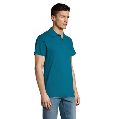 Tricou polo bărbătesc summer ii men polo 170g teal cu mânecă scurtă, guler clasic și nasturi din material 170g