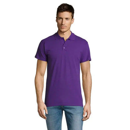 Tricou polo bărbați summer ii 170g mov cu mâneci scurte și guler clasic cu nasturi