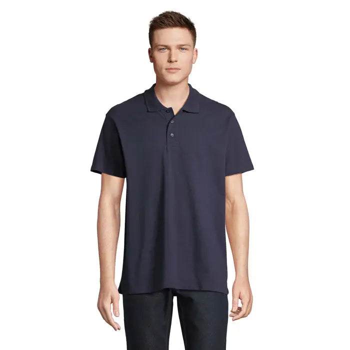 Tricou polo bărbați navy blue cu mâneci scurte, guler clasic și nasturi, material 170g pentru vară