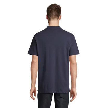 Tricou polo bărbătesc summer ii men albastru navy cu mâneci scurte și textură subtilă tip reiat 170g