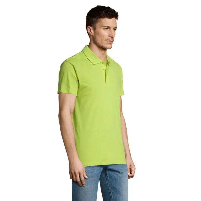 Tricou polo bărbați summer ii men de culoare verde lime deschis, cu mâneci scurte, guler clasic și material de 170g