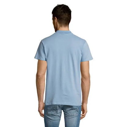 Tricou polo bărbați summer ii men albastru deschis cu mâneci scurte guler clasic și cusături precise 170g