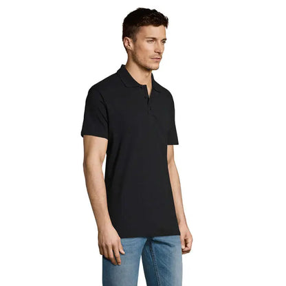 Tricou polo negru cu mâneci scurte, guler clasic și nasturi, model summer ii men polo 170g din bumbac