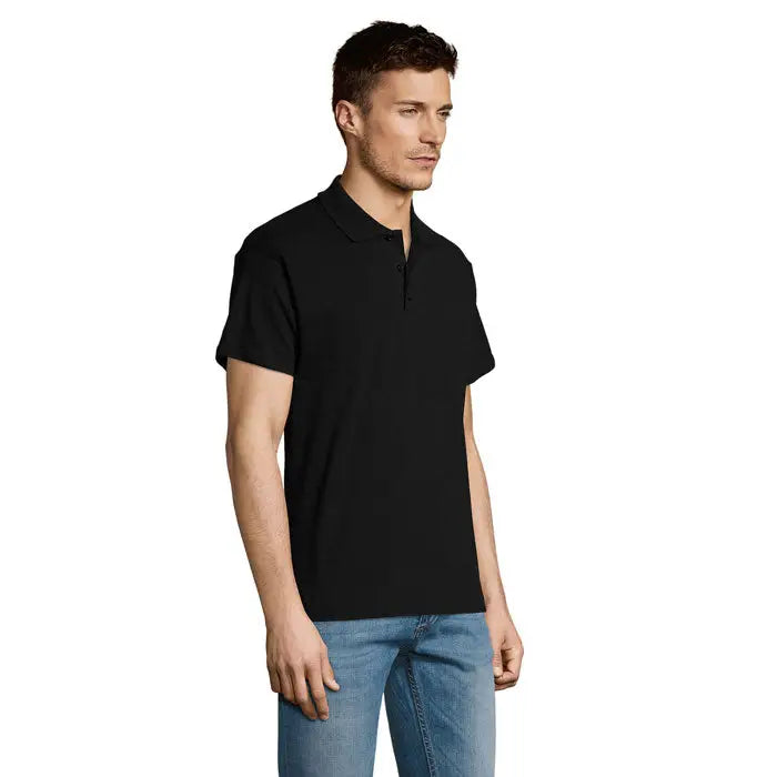 Tricou polo negru cu mâneci scurte și guler clasic din bumbac 170g pentru bărbați summer ii men polo