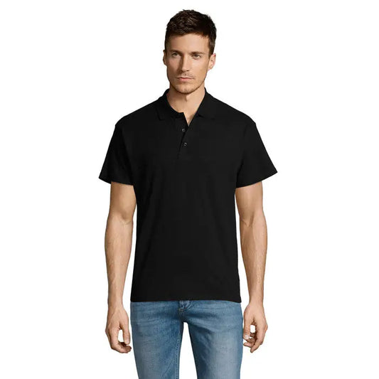 Tricou polo negru cu mâneci scurte din bumbac 170g clasic pentru bărbați summer ii men