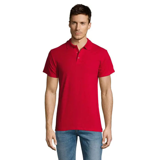 Tricou polo bărbătesc summer ii men roșu cu mâneci scurte din material de 170g și guler clasic cu nasturi